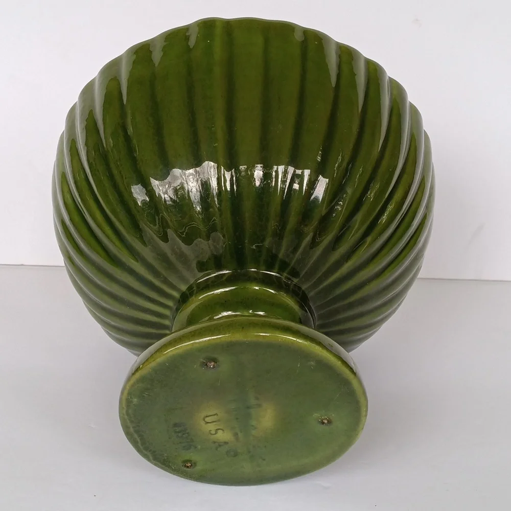 Haeger Pottery Green Ceramic Vase Footed Base USA